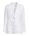120% Lino Woman Blazer White Size 14 Linen