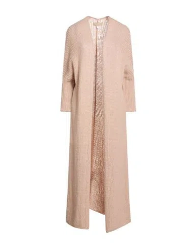 120% Lino Woman Cardigan Antique Rose Size M Alpaca Wool, Cashmere, Silk In Neutral