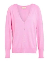 120% Lino Woman Cardigan Fuchsia Size Xl Cashmere, Silk In Pink