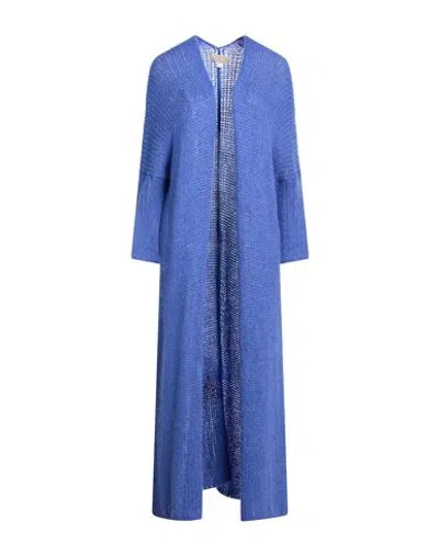 120% Lino Woman Cardigan Light Blue Size M Alpaca Wool, Cashmere, Silk