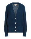 120% Lino Woman Cardigan Midnight Blue Size L Cashmere, Mohair Wool, Wool, Polyamide