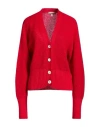 120% Lino Woman Cardigan Red Size M Cashmere, Mohair Wool, Wool, Polyamide