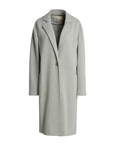 120% Lino Woman Coat Light Grey Size 12 Cashmere, Modal, Wool