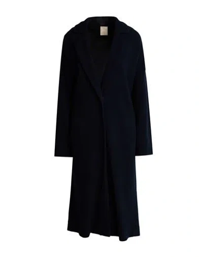 120% Lino Woman Coat Midnight Blue Size 10 Cashmere, Modal, Wool
