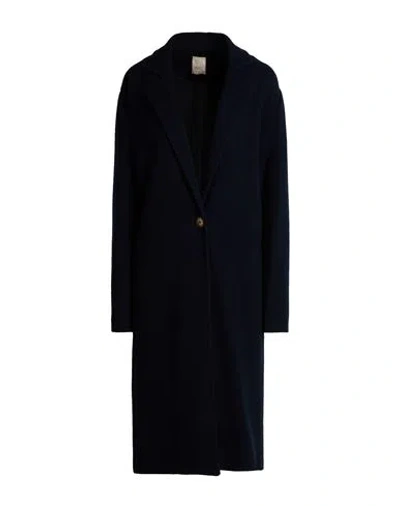 120% Lino Woman Coat Midnight Blue Size 10 Cashmere, Modal, Wool