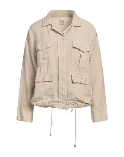 120% Lino Woman Jacket Beige Size 12 Linen In Brown