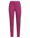 120% Lino Woman Jeans Fuchsia Size 2 Linen, Cotton, Elastane In Pink