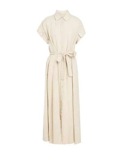 120% Lino Woman Maxi Dress Beige Size 10 Linen