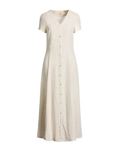 120% Lino Woman Maxi Dress Beige Size 4 Linen In Neutral