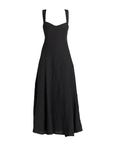 120% Lino Woman Maxi Dress Black Size 12 Linen