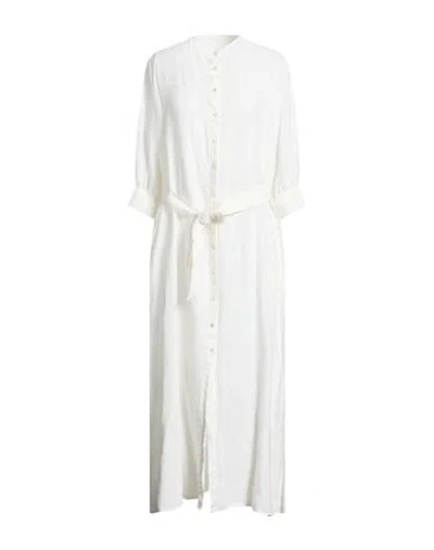 120% Lino Woman Maxi Dress Cream Size 12 Linen In White