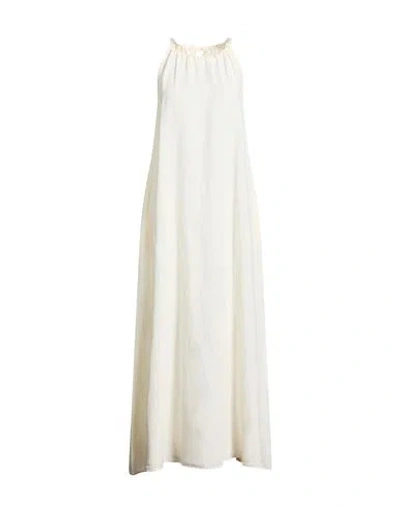120% Lino Woman Maxi Dress Cream Size 6 Linen In White