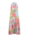 120% Lino Woman Maxi Dress Fuchsia Size 12 Linen In Pink