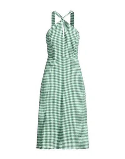 120% Lino Woman Maxi Dress Green Size 6 Linen