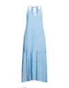 120% Lino Woman Maxi Dress Light Blue Size 10 Linen, Cotton