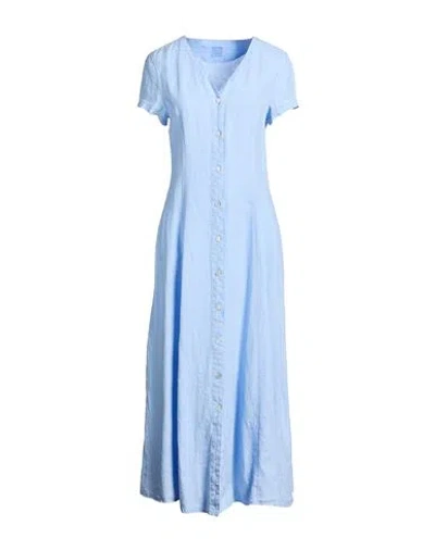 120% Lino Woman Maxi Dress Light Blue Size 6 Linen