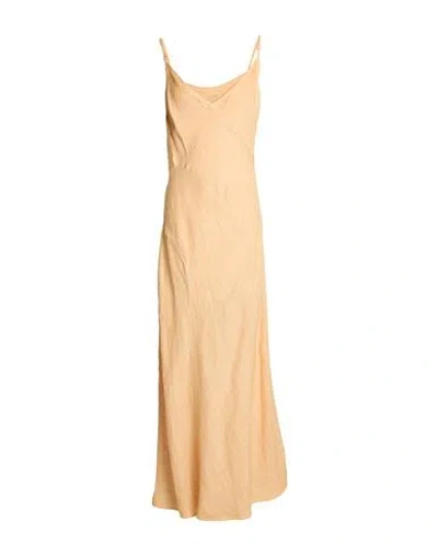 120% Lino Woman Maxi Dress Marigold Size 4 Linen In Brown