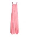 120% Lino Woman Maxi Dress Pink Size 10 Linen, Silk
