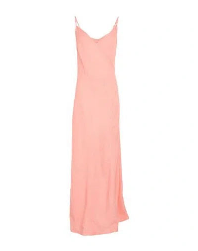 120% Lino Woman Maxi Dress Salmon Pink Size 4 Linen