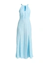 120% Lino Woman Maxi Dress Sky Blue Size 6 Linen In Blue