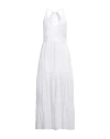 120% Lino Woman Maxi Dress White Size 12 Linen