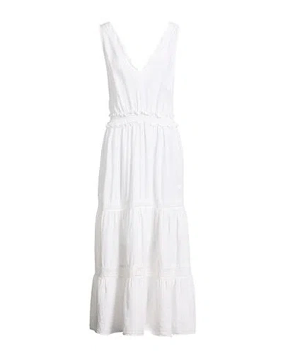 120% Lino Woman Maxi Dress White Size 6 Linen