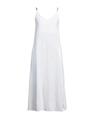 120% Lino Woman Maxi Dress White Size 8 Linen