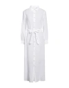 120% Lino Woman Maxi Dress White Size 8 Linen In White