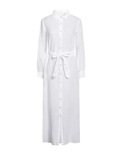 120% Lino Woman Maxi Dress White Size 8 Linen