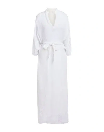 120% Lino Woman Maxi Dress White Size L Linen