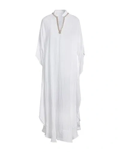 120% Lino Woman Maxi Dress White Size L Linen