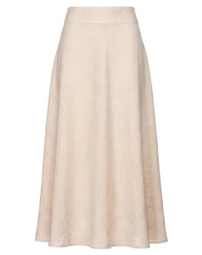 120% Lino Woman Maxi Skirt Beige Size 4 Linen In Neutral