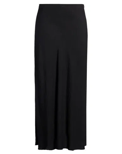 120% Lino Woman Maxi Skirt Black Size 14 Linen