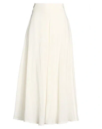 120% Lino Woman Maxi Skirt Ivory Size 6 Linen In White