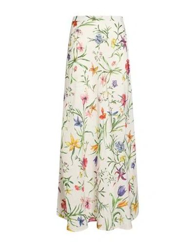 120% Lino Woman Maxi Skirt White Size 6 Linen In Multi