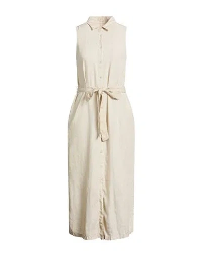 120% Lino Woman Midi Dress Beige Size 4 Linen In Neutral