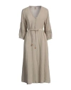 120% Lino Woman Midi Dress Beige Size 6 Linen In Beige