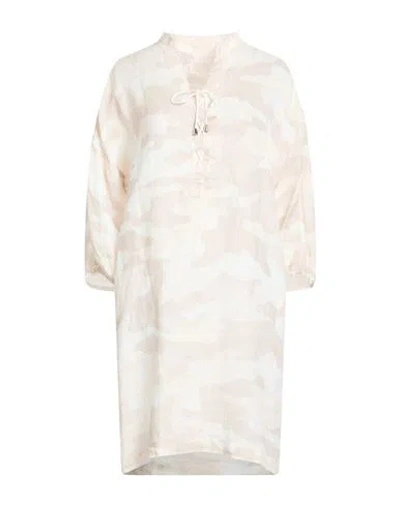 120% Lino Woman Midi Dress Beige Size 6 Linen In White