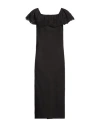 120% Lino Woman Midi Dress Black Size 10 Linen