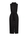 120% Lino Woman Midi Dress Black Size 10 Linen