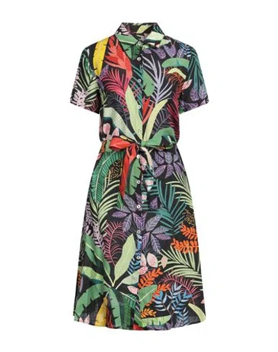 120% LINO 120% LINO WOMAN MIDI DRESS BLACK SIZE 12 LINEN