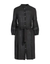 120% Lino Woman Midi Dress Black Size 12 Linen
