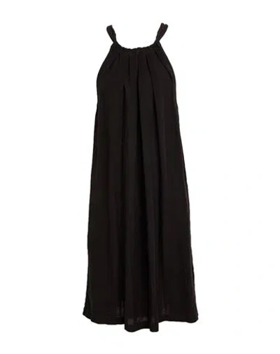 120% Lino Woman Midi Dress Black Size 14 Linen