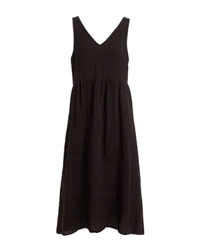 120% Lino Woman Midi Dress Black Size 6 Linen