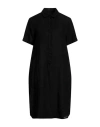 120% Woman Midi Dress Black Size 4 Linen In Black