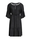 120% Woman Midi Dress Black Size 4 Linen In Black