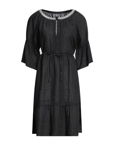 120% Woman Midi Dress Black Size 4 Linen