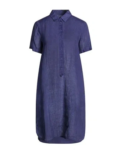 120% Lino Woman Midi Dress Dark Purple Size 10 Linen