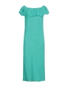 120% Lino Woman Midi Dress Emerald Green Size 8 Linen In Green
