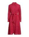 120% Lino Woman Midi Dress Fuchsia Size 12 Linen In Pink